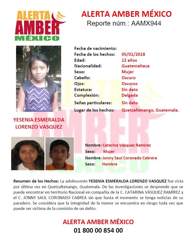AAMBER_mx's tweet photo. #AlertaAmberMx continúa la búsqueda para la localización de la menor YESENIA ESMERALDA LORENZO VASQUEZ de 12 años de edad. https://t.co/W9yaQ73Xyh