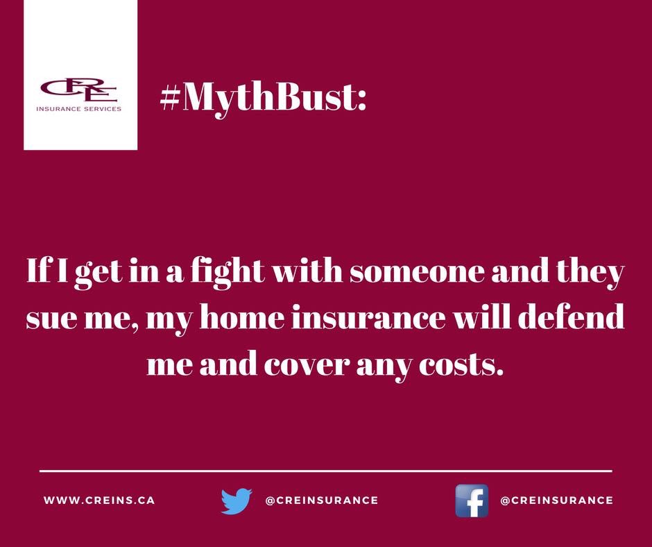 #InsuranceMyth If it is deemed that you picked the fight, this could not be further from the truth. If you intentionally or willingly cause bodily harm to someone or their property, your policy isn’t going to respond and you are on your own!