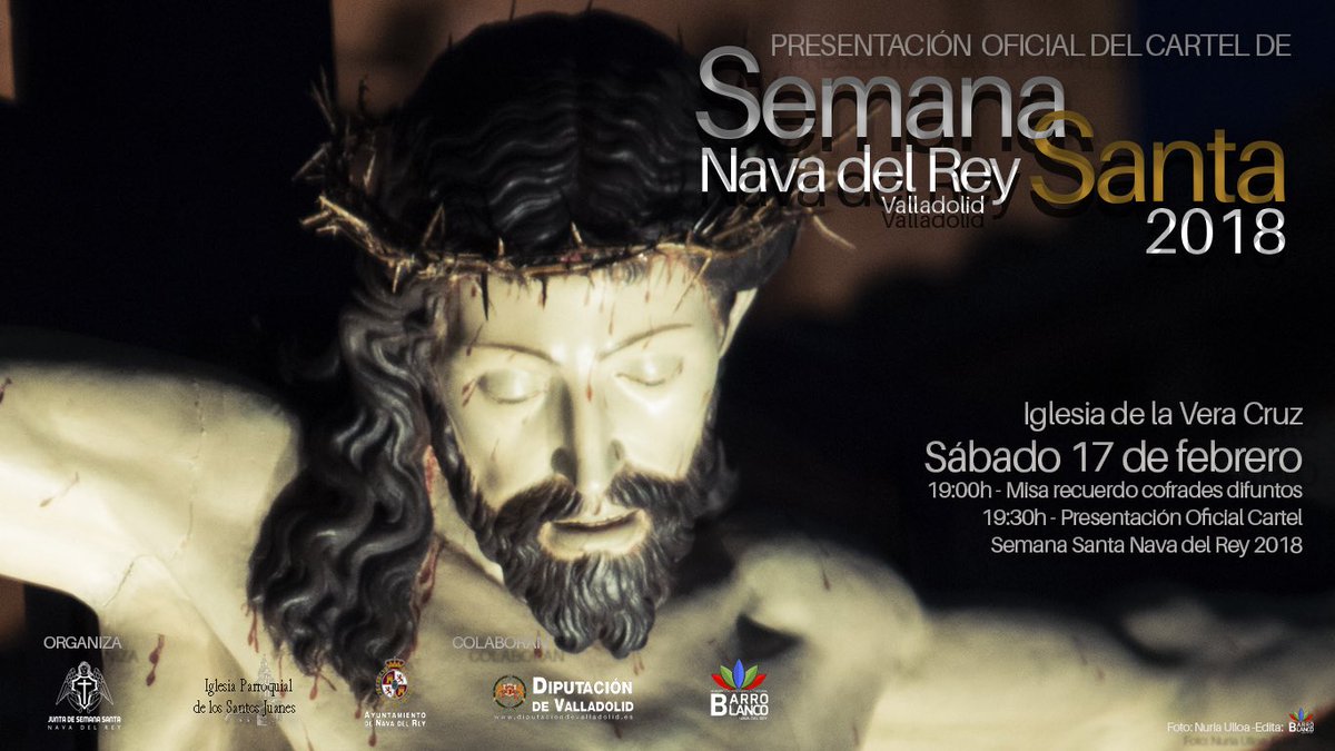 PRESENTACIÓN OFICIAL DEL CARTEL #SSantaNavadelRey18 
Ya está aquí, faltan solo 46 días. 
El sábado 17 de febrero a las 19:00 en la Iglesia De la Vera Cruz, tras la celebración de la Misa en recuerdo de nuestros cofrades difuntos te esperamos
Ya está aquí!No dejes que se te escape