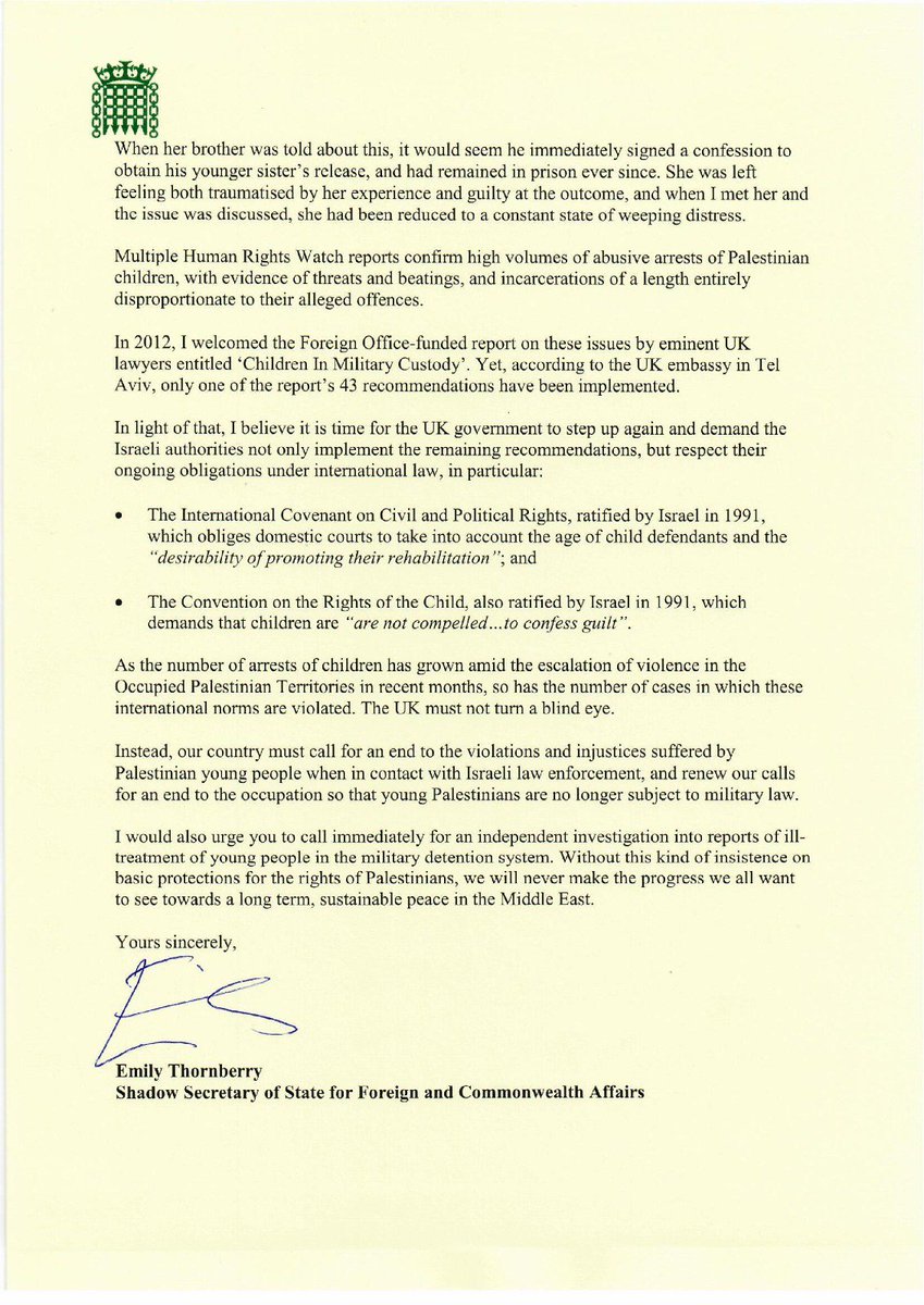 Today, I wrote to <a href="/BorisJohnson/">Boris Johnson</a> about the imprisonment of Palestinian children in Israel. Our government must call on the Israeli authorities to respect their obligations under international law.