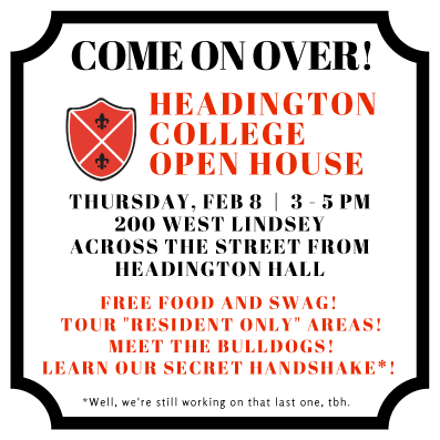 ourescolleges's tweet photo. Interested in living in the Residential Colleges? @OUDunhamCollege and @OUHeadington are hosting open house events tomorrow! Stop by and take a tour! #LiveResColleges #LiveOnUniversity https://t.co/6TKAK1mwqD
