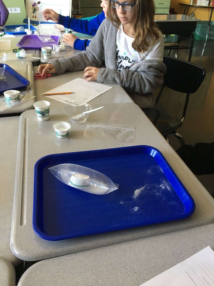 Holder5thgrade's tweet photo. What happens when you mix baking soda and vinegar in a sealed bag? Explode? Ss also wondered does the mass change after a chemical reaction? @ISD5thGrade @LBSharks @MysterySci https://t.co/k9zzBtWujv