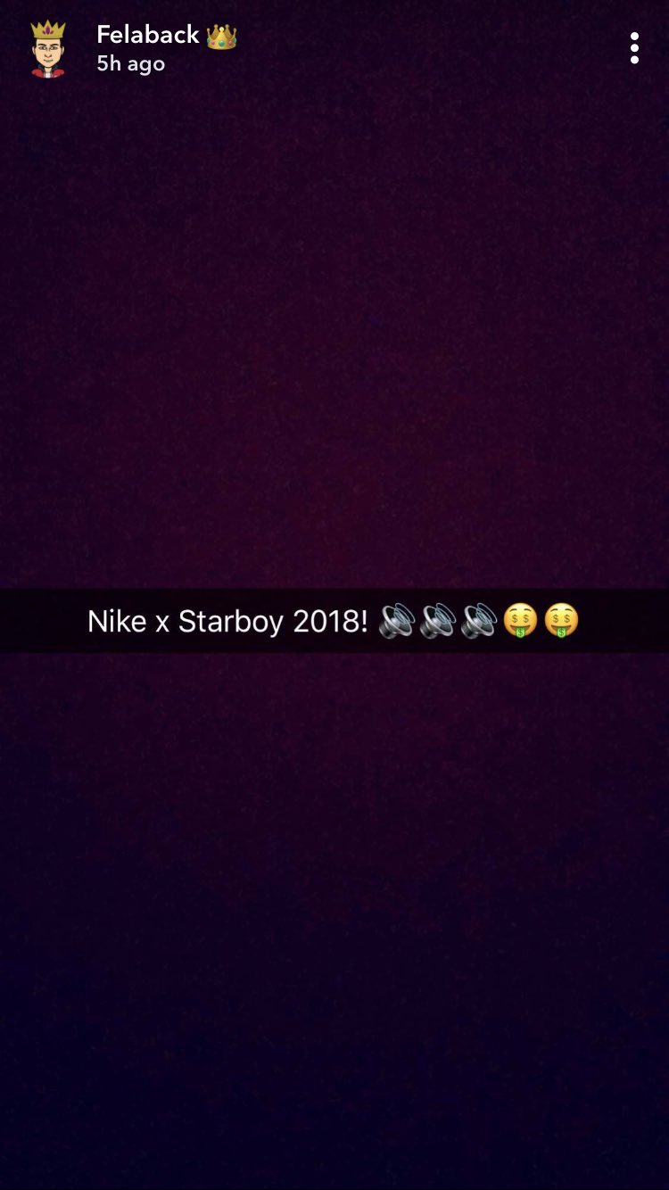 Wizkid Source on X NIKE x STARBOY. MajorBagAlert 2 7 felaback wizkidayo via Snapchat https t p3S0zJ75pC X