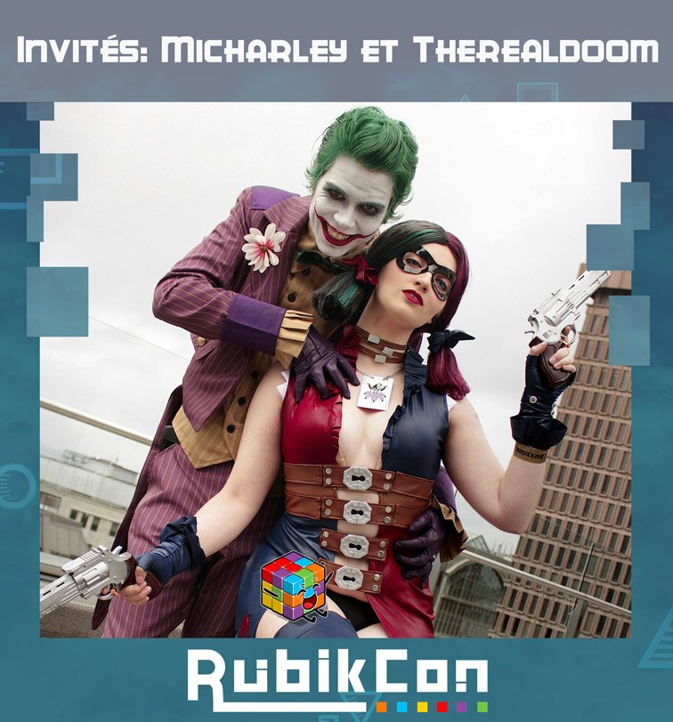 Rubik_Con's tweet photo. L'organisation du #RubikCon est fier de vous présenter nos pannelistes : #Micharley et #Therealdoom. Ces deux #cosplayers sont reconnu pour la personification de leur «#ship» préféré: Le #Joker et #HarleyQuinn . https://t.co/CvLoeNrKxd