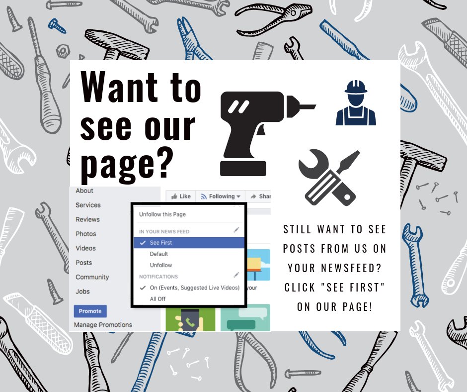 davidQconstruct's tweet image. Have you heard about the news feed changes coming to Facebook? You may see fewer of our posts unless you choose "see first" on our Facebook page! Support #smallbiz