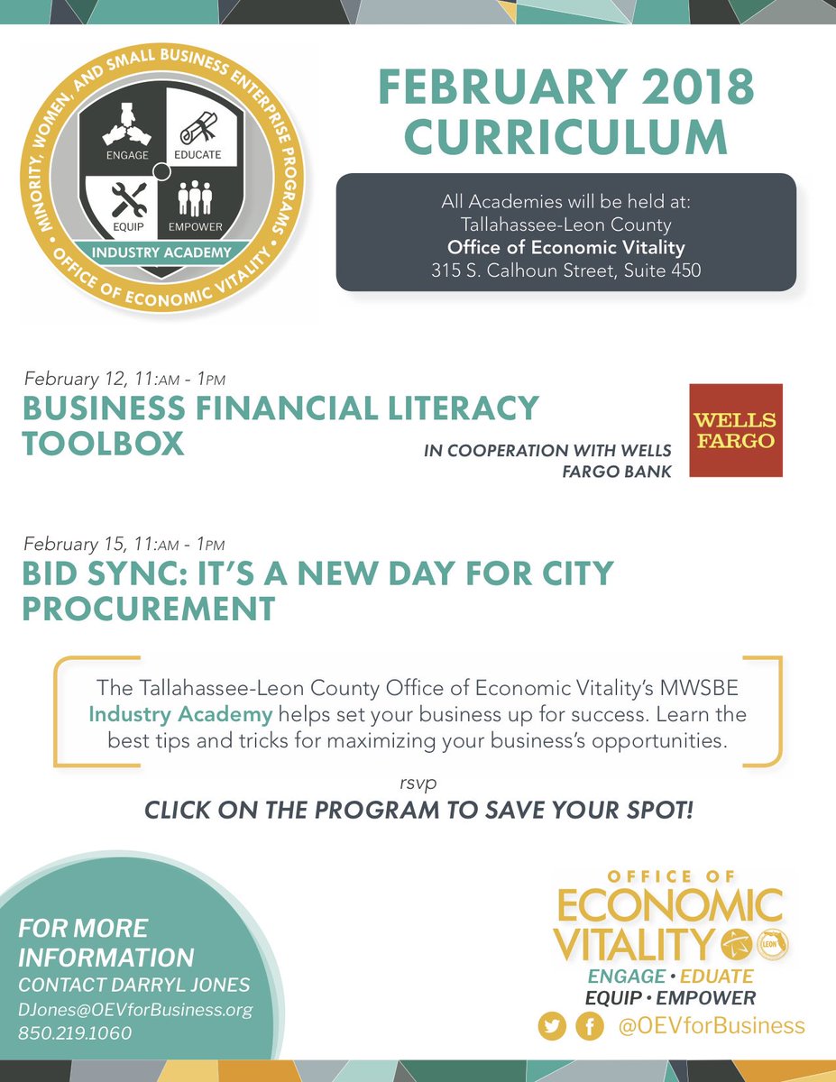 OEVforBusiness's tweet photo. Don't miss the February MWSBE Industry Academies - click below to save your seat at the table!
https://t.co/364NSPV0NZ
#CapitalLOOP #FLCapital4Biz https://t.co/ZrYL3YEuoi