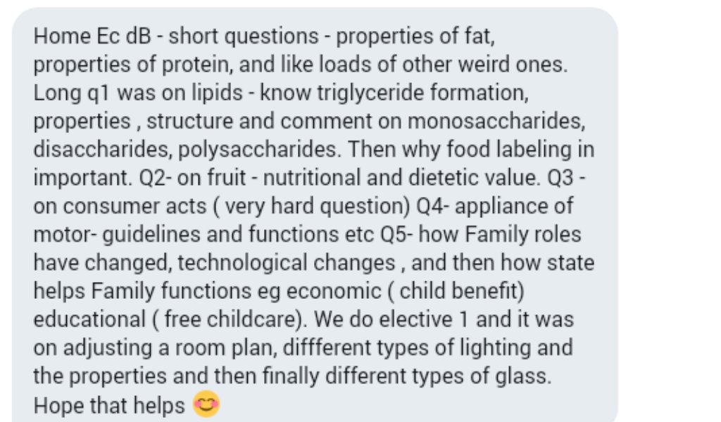 LCMock2018's tweet photo. Home Ec Deb hints btw the short questions are very difficult be prepared https://t.co/S3apfssPFd