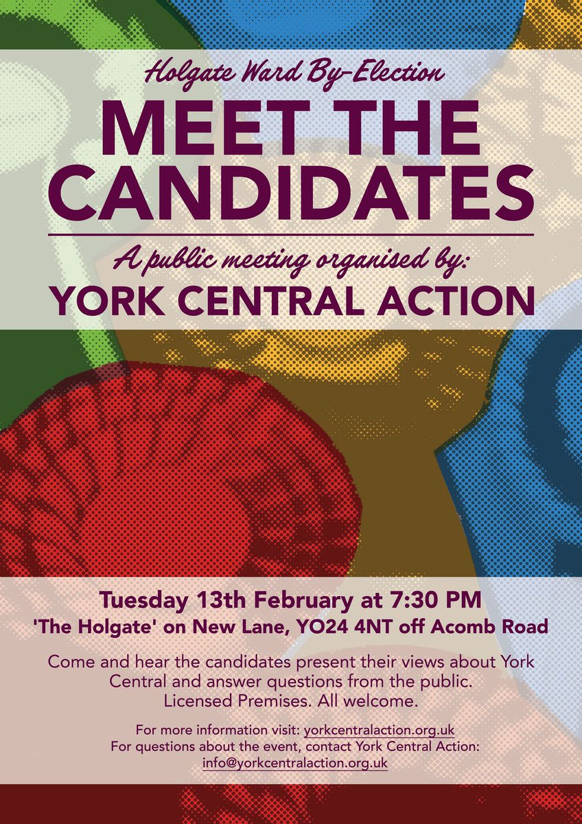 Exciting event alert: Holgate by-election hustings hosted by <a href="/YCA_York/">York Central Action</a> - 7.30pm next Tuesday at The Holgate. Find out what the candidates think &amp; how they'd represent us. All welcome - be there! pic.x.com/tGMsphBj9o