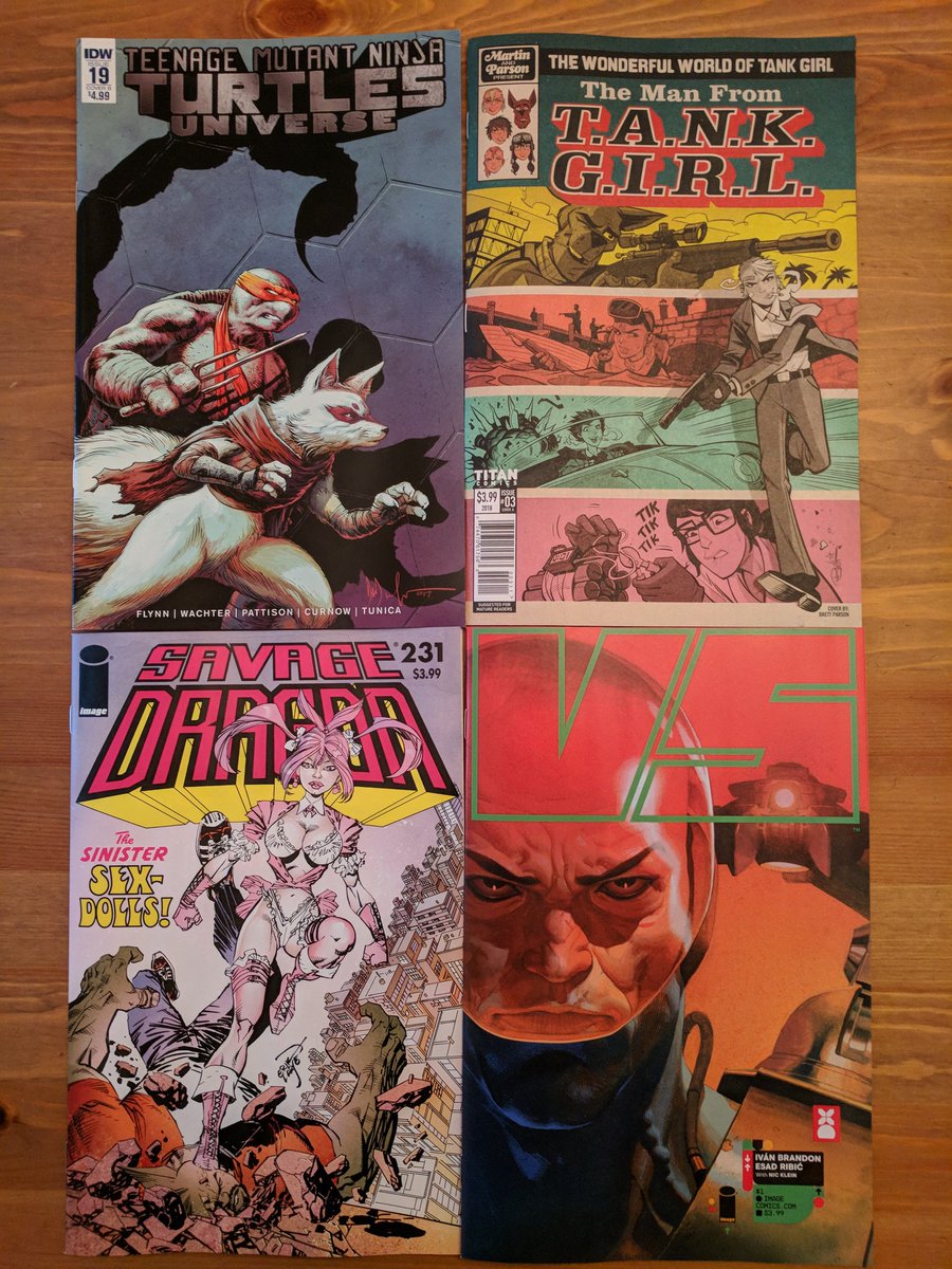 GeeksValhalla's tweet photo. Some #ncbd highlights. You can check out a complete list of what we are reading on our site https://t.co/zl9C65JikX . #tmnt #idw #idwcomics #savagedragon #eriklarsen #vs #image #imagecomics #ivanbrandon #esadribic #tankgirl #titancomics #alanmartin #brettparson https://t.co/ph8234MN2P