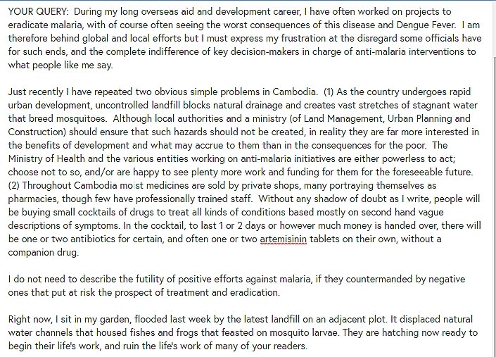 <a href="/NickTriggle/">Nick Triggle</a> <a href="/BBCFergusWalsh/">Fergus Walsh</a> <a href="/claudiahammond/">Claudia Hammond</a> Good <a href="/bbchealth/">BBC Health News</a> re: danger drug resistance #Malaria <a href="/Cambodia/">Cambodia</a> but most important points are preventing infection &amp; mal-prescribing drugs. No political will or concerted effort for either as Community activism &amp; Civil Society curtailed.