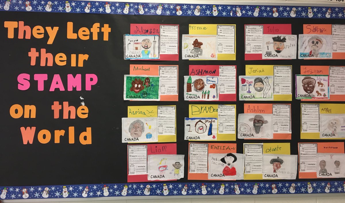 MrsPeterka's tweet photo. Ss researched a Famous Black Canadian 🇨🇦and designed a postage stamp commemorating them. #blackhistorymonth @Drake @PKSubban1 @theweeknd #johnware #mathieudacosta #maryanneshadd #carriebest #andrewwiggins #rjbarrett #wow https://t.co/7yQlaKpXJR