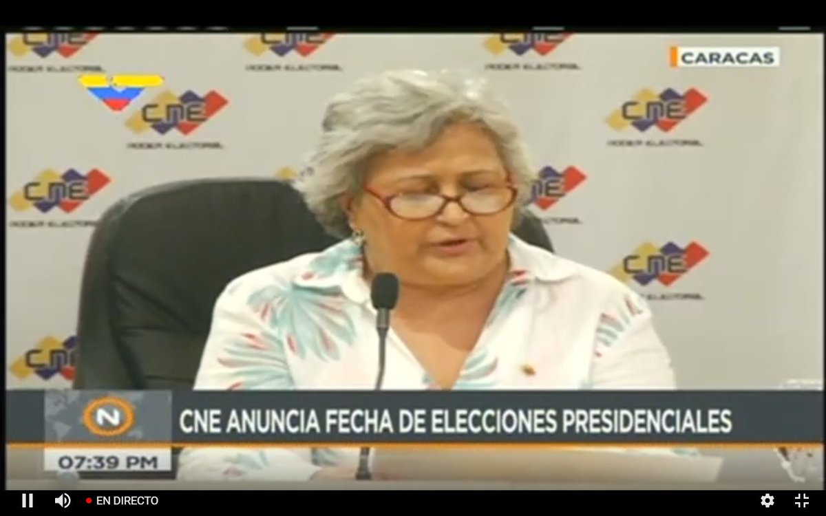 #EnDirecto🔴| Pdta. del CNE, Tibisay Lucena, informa que el 22 de abril del 2018 se llevarán a cabo las elecciones presidenciales