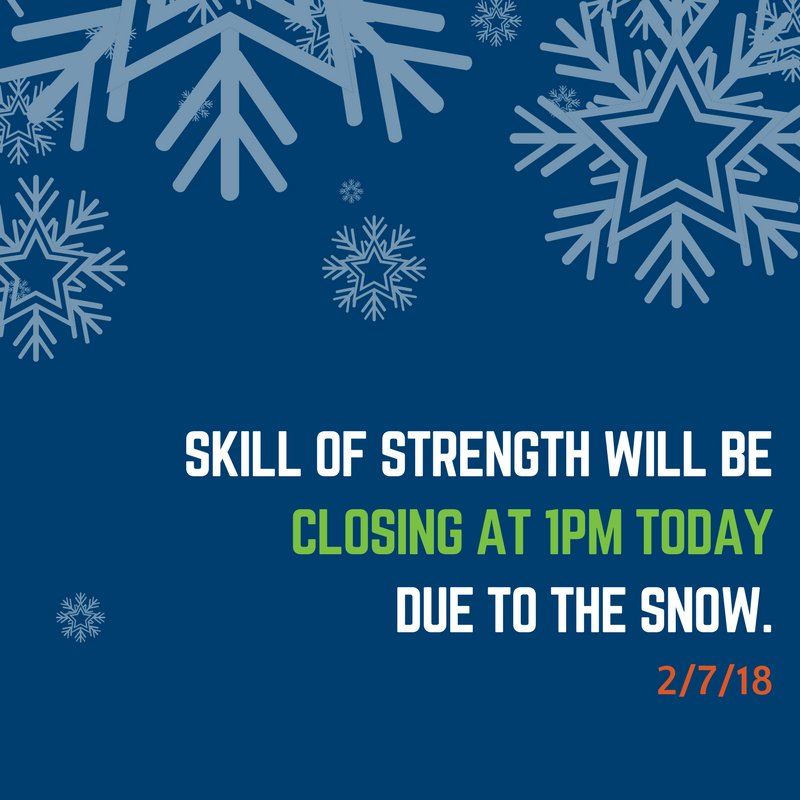 SOSCompete's tweet photo. SOS is closing at 1pm today in order to keep everyone safe in the snow.

Have a great day and we'll see you tomorrow! https://t.co/w0EXt3xZr9