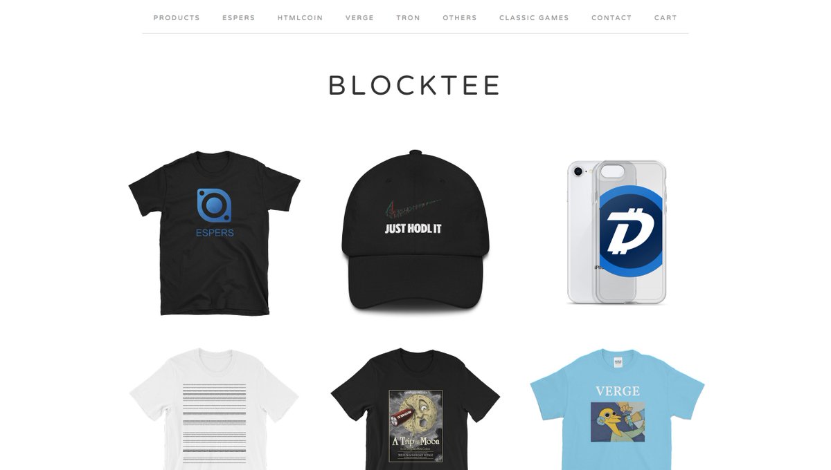 ESPBeluga's tweet image. To celebrate BlockTEE.net accepting #cryptocurrency as payment, I will be doing a 500K $ESP giveaway, or the same USD amount in #TRON, #VERGE, #HTML or any coin on a BlockTEE tshirt. To enter, RT and comment your favourite BlockTEE tshirt and what currency you want!