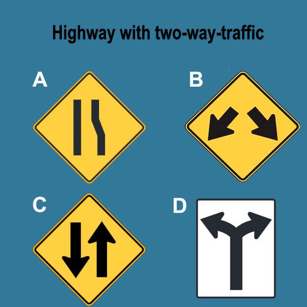 Two way traffic road sign