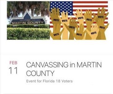 palmbeachresist's tweet photo. Feb 11th - voter canvassing event in Martin County; volunteer with Florida 18 and be a positive part of change! #BlueWave2018 #bluewave #FlipItBlue #florida18 https://t.co/pANownBOer