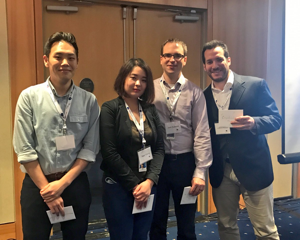 HeartandLung's tweet photo. Congrats to our poster winners! L-R: Daniel He, Nancy Yang, Josh Dubland, Valerio Russo. Not pictured: Chris Cheung & Fernando Studart. #2018FEST https://t.co/7i7DY1g0bC