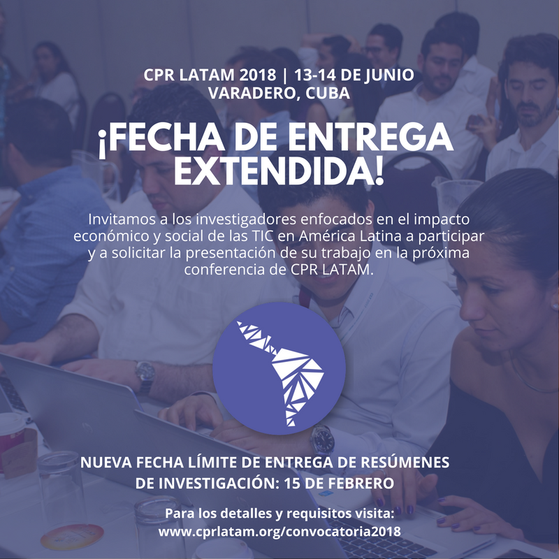 RT <a href="/cprlatam/">CPR LATAM</a>: AVISO: ¡Fecha de entrega extendida! Seguimos recibiendo resúmenes de investigación para #CPRLATAM2018 hasta el 15 de febrero. cprlatam.org