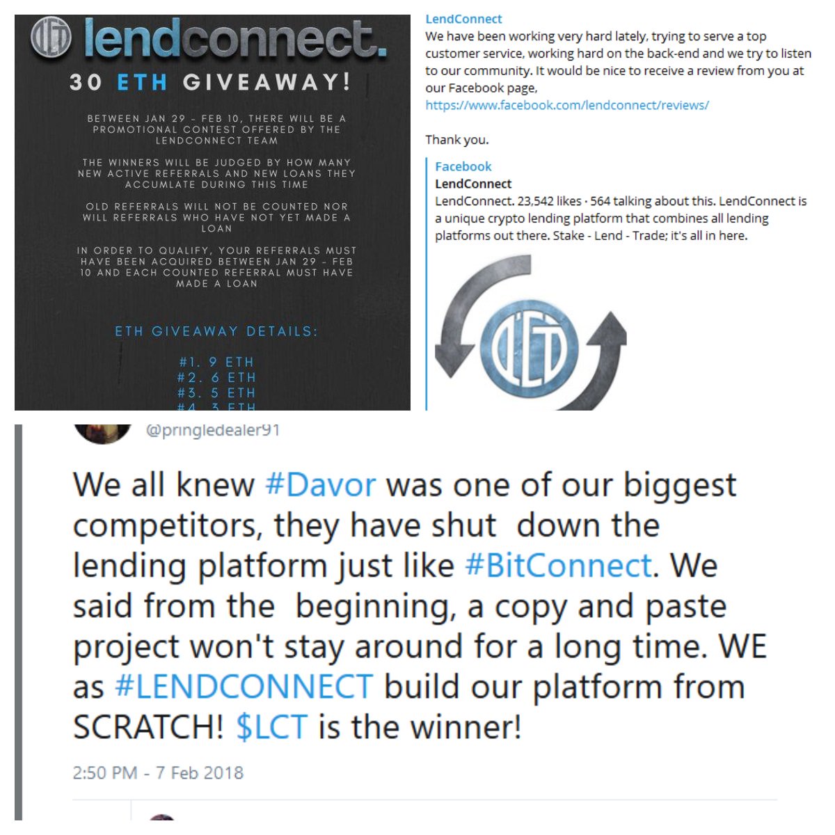 FalconCoinInc's tweet photo. We all knew #Davor was one of our biggest competitors, they have shut  down the lending platform just like #BitConnect. We said from the  beginning, a copy and paste project won't stay around for a long time. WE as #LENDCONNECT build our platform from SCRATCH! $LCT is the winner! https://t.co/i7hMjipQly