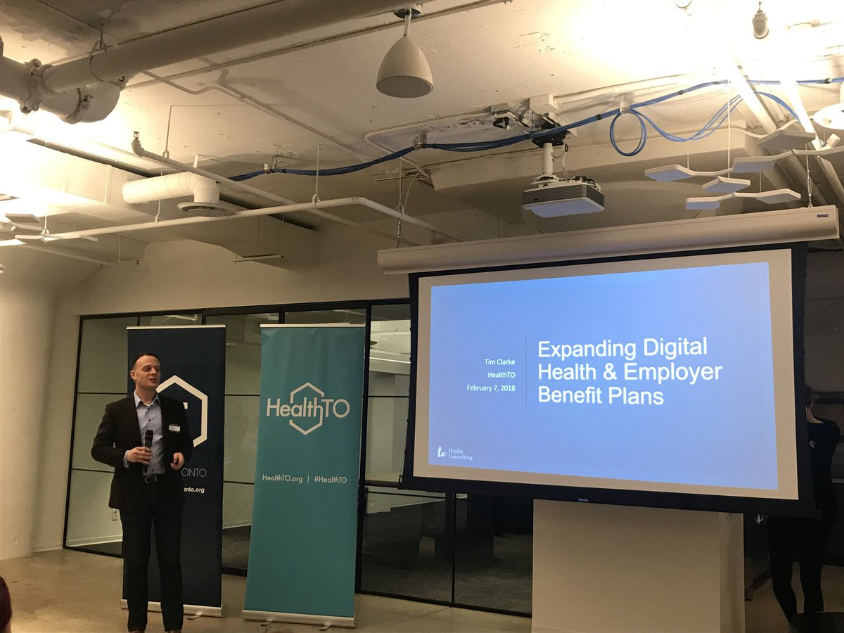Tim Clarke, President of tc Health Consulting Inc <a href="/tc_benefits/">Tim Clarke</a> talks to the #HealthTO crowd about employers adapting to digital solutions