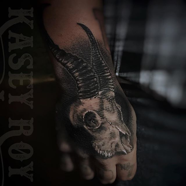 BlaqueSalt's tweet photo. tattoo by Murder Of Crows . throwback goat tattoo @kasey_roy_tattoos https://t.co/RQ7CG2osVI