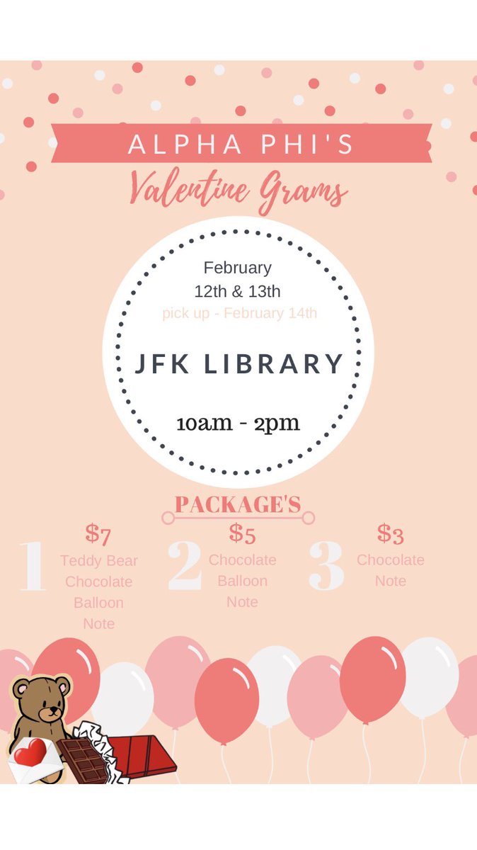 Come to the library next week &amp; purchase your special someone a Valentine Gram 🐻🎈💌