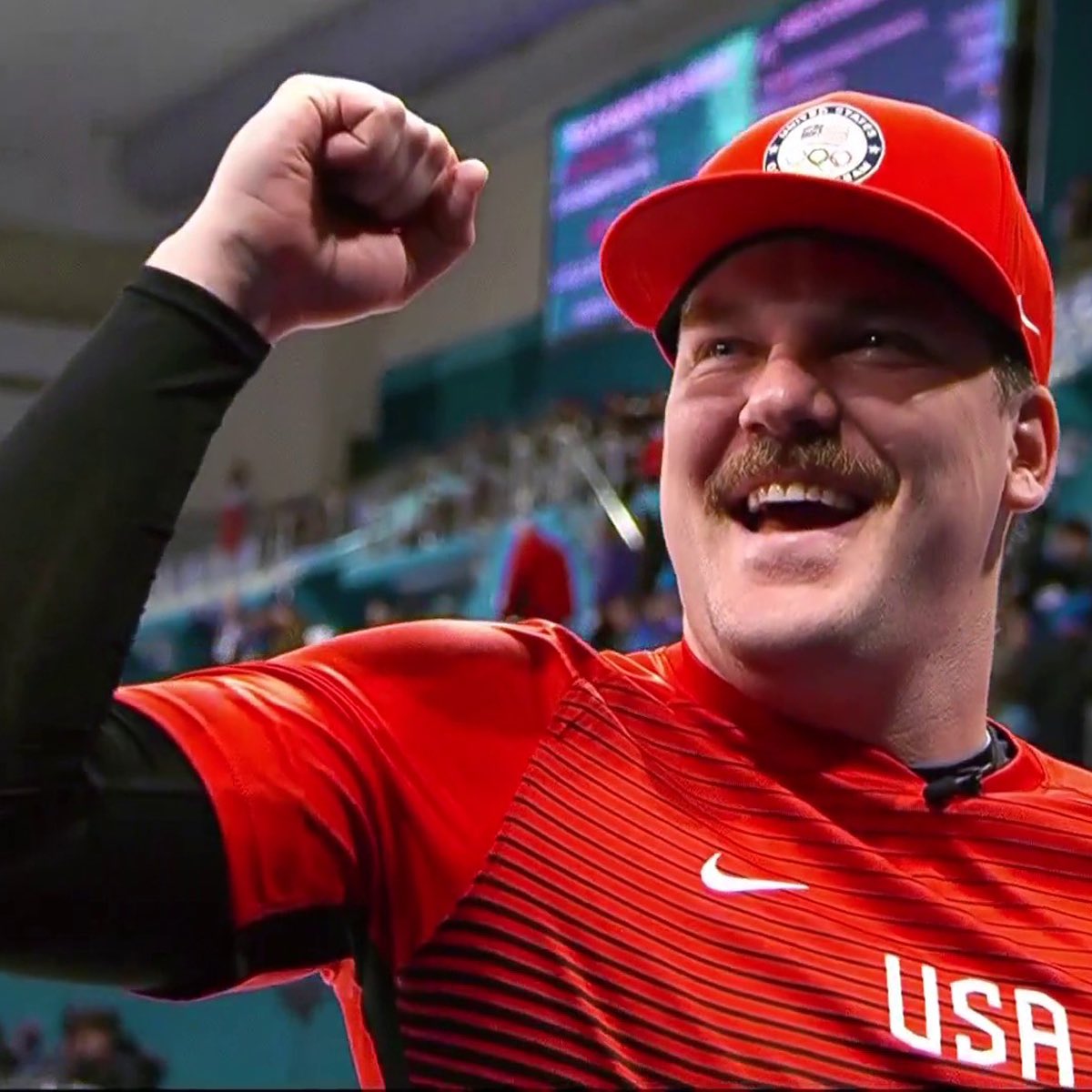 NBCOlympics's tweet photo. USA: 🥌🥌🥌🥌🥌🥌🥌🥌🥌
OAR: 🥌🥌🥌

@MattJamilton and @heccabamilton win the first Olympic mixed doubles curling game in history for @TeamUSA. #WinterOlympics https://t.co/aL4upX37oH