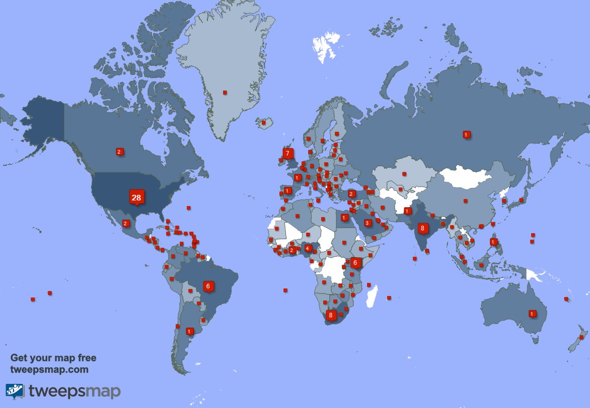 I have 302 new followers from India, South Africa, Kenya, and more last week. See tweepsmap.com/!labrall