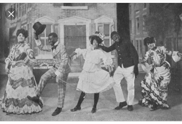 katy_ba20's tweet photo. These are images of the cakewalk that took place in the hotel. Many colored people are show below preforming for a group of white men. The best dancer was rewarded a cake. Sandy was one of the many servants to wildly dance for the northerners. #TMOT13 https://t.co/WqC2Vr6sOG
