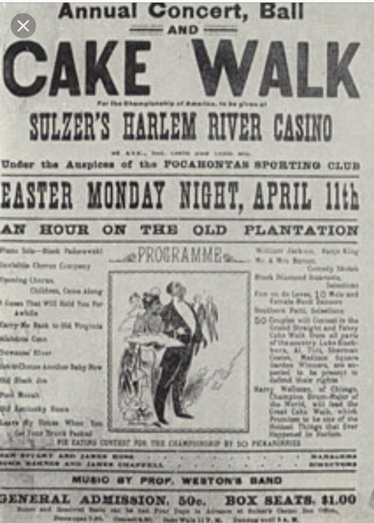 katy_ba20's tweet photo. These are images of the cakewalk that took place in the hotel. Many colored people are show below preforming for a group of white men. The best dancer was rewarded a cake. Sandy was one of the many servants to wildly dance for the northerners. #TMOT13 https://t.co/WqC2Vr6sOG