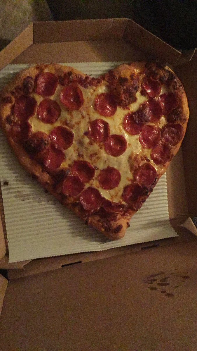 PotatoSlamb's tweet photo. Caleb’s favorite thing is pepperoni pizza but my favorite thing is him so I got him a heart shaped pizza bc I’m cheesy. https://t.co/N8vJemmhbh