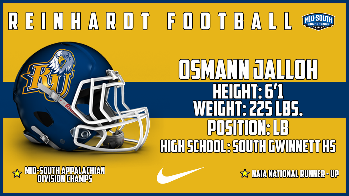 ReinhardtFB's tweet photo. Osmann compiled 32 tackles, 3 TFL, &amp; 1 sack. He's an athletic, powerful LB who will fit right into the mentality that Reinhardt football represents. Jalloh has a bright future in Waleska, and we are happy he is an Eagle! #RUCommitted18 #PAYthePRICE #NSD18 @Coach_JMiller @_ogozz https://t.co/EoUvefCUKF