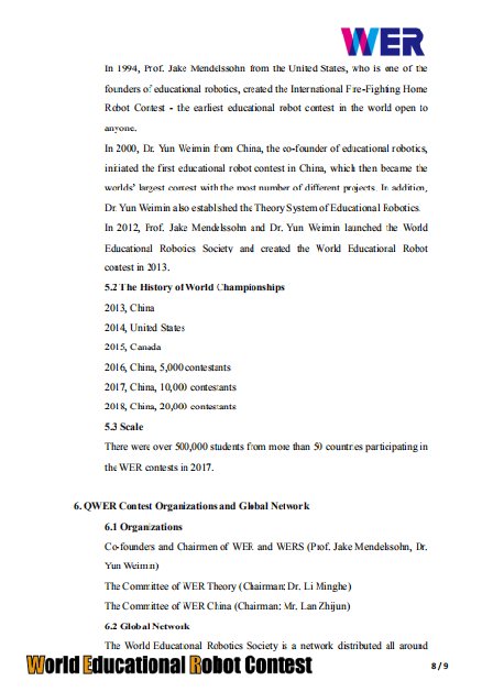 The outline of WER2018&lt;2&gt;. Know more about the rules,you will get a good result in the contest.Come on ~~~