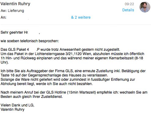 Valentin Ruhry Wksta Ultra On Twitter Fun Fact Laut Gls Austria Hotline Sind Bis Zu 15km Entfernung Zw Zustelladresse Und Nachstem Gls Paketshop Okay Ihrhabtjasovielzeit Https T Co Iu0mrfo6kh