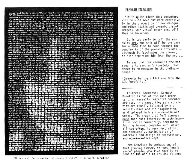videodrome's tweet image. PSA: If you're into generative art, *please* look at recodeproject.com - such a wonderful site!
It has full PDFs of a generative art magazine that ran in the 1970's - some incredibly beautiful but unfortunately not well-known pieces inside.
#generativeArt #plottertwitter