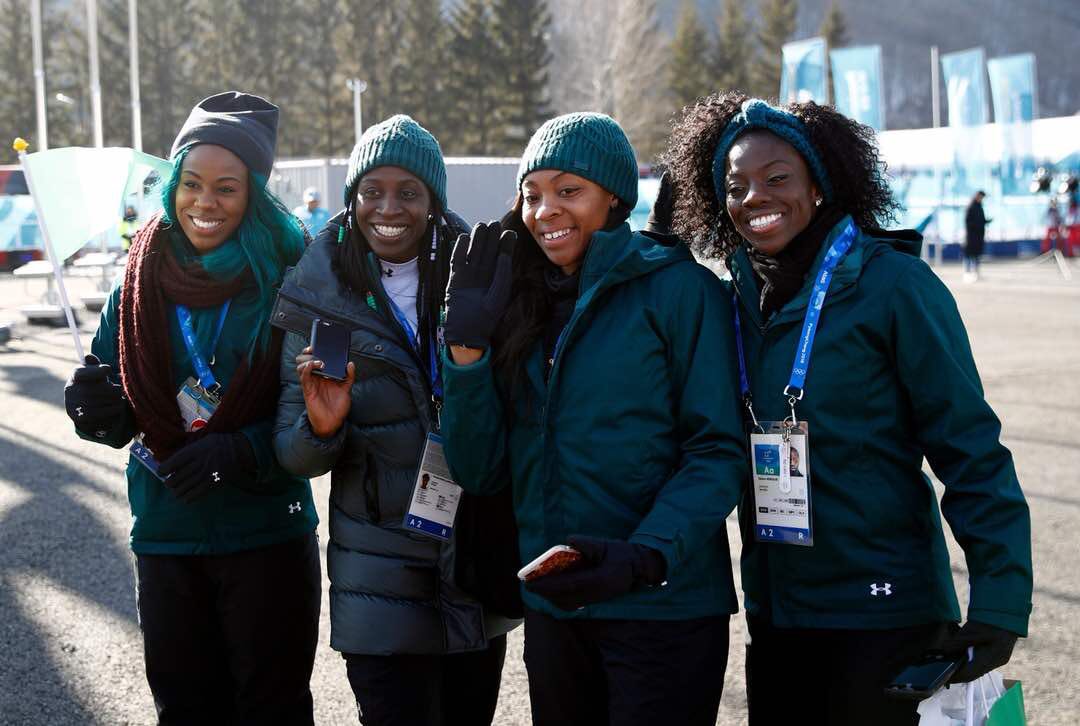 echethealec's tweet photo. My Nigeria Heroes Ngozi Onwumere, Akuoma Omeoga, @Seun_MsAmazing Adigun and @Simi Adeagbo
This is the Change we have been looking for. #PyeongChang2018
We are Proud of you.
#MakingHistory #CreatingRecords #ChangingRecords
https://t.co/MYYlaP4W03