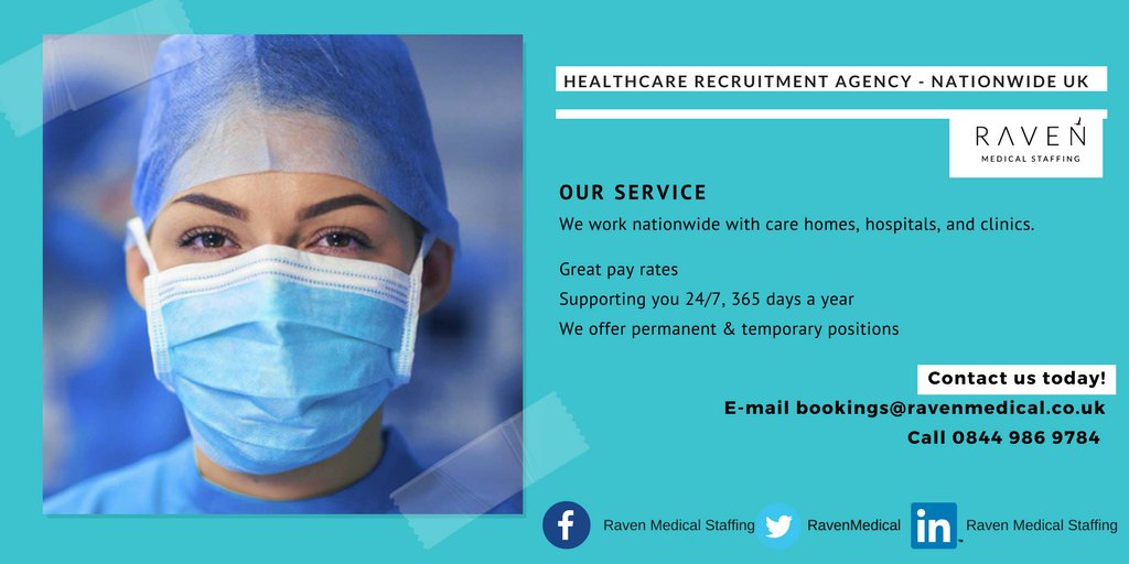 Raven_Medical's tweet photo. Looking for extra help at care homes or hospitals? Call us today and we can provide you with qualified HCAs and RGNs who are looking to do some extra shifts or take on perm roles. #Carehomes #Hospitals #HCA #Nurses #RGN #Birmingham #London #UK https://t.co/uTjTxZ6vve
