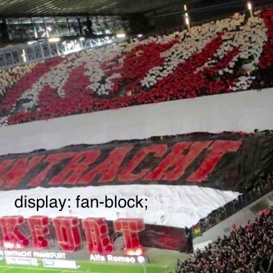 Fankurve der Eintracht Frankfurt mit Choreografie des Vereinslogos: 'display: fan-block;'
