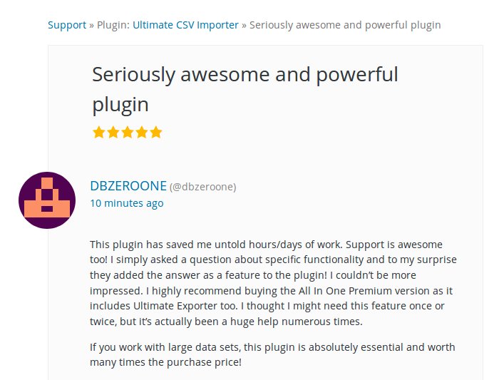 smackcoders's tweet image. Thank you! DBZEROONE for your wonderful review on #WordPress #UltimateCSVImporter. Data import &amp;amp; update made easy from any CSV/ XML file. goo.gl/DpcqS5