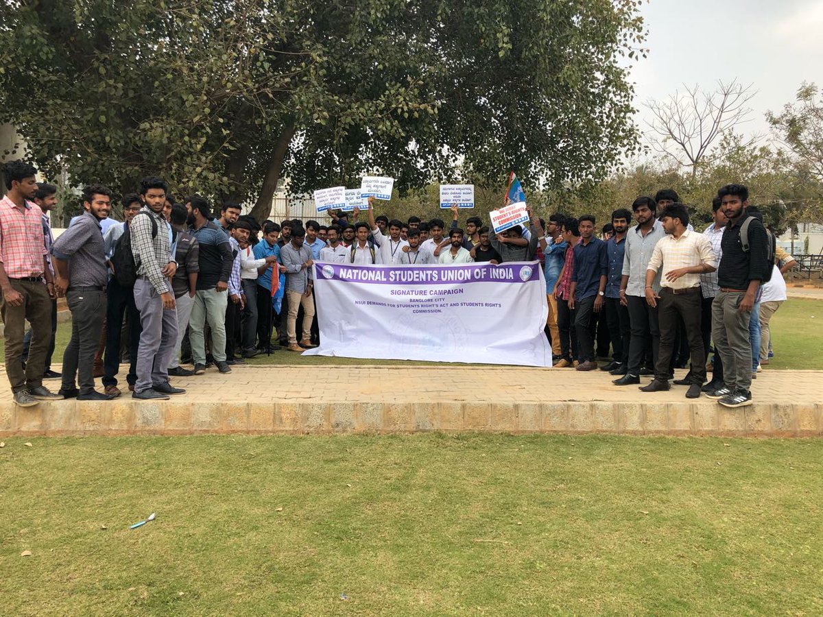 DeepakgowdaNsui's tweet photo. #NSUIBengaluru Organised a Signature camping demanding for #StudentsRightscommission and #StudentRightact for all universities, the campaign was held at various colleges across Bengaluru and a memorandum was submitted to the DC #Bengaluru
National Students' Union of India https://t.co/tAVj1hoTtF