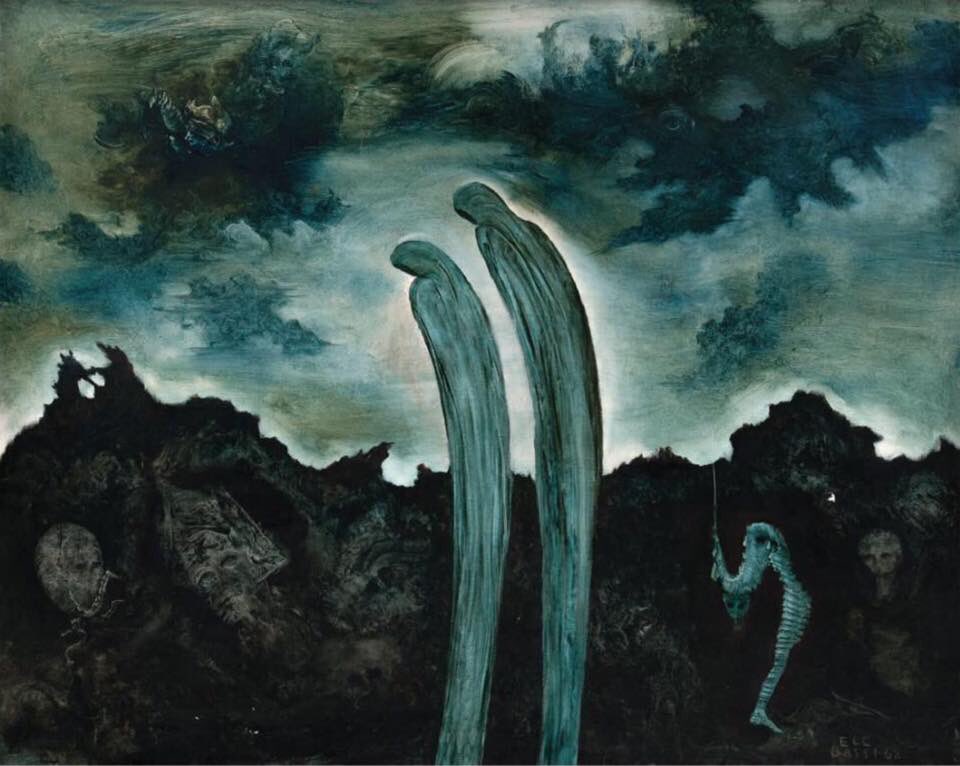 SolarCabinet's tweet photo. Sofia Bassi (1913-1997) ~ Dust to dust, oil on canvas 1968 #art #surrealism #surrealismo #SofiaBassi #mexicanas https://t.co/af0LMEradM