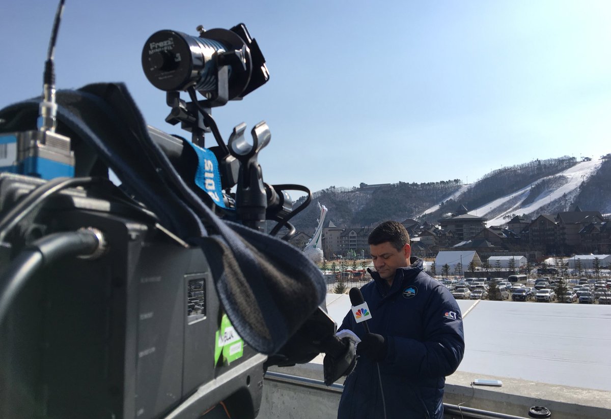 Getting ready for our 11pm liveshot in South Korea(its 1pm here local) where we talk about security at the games.