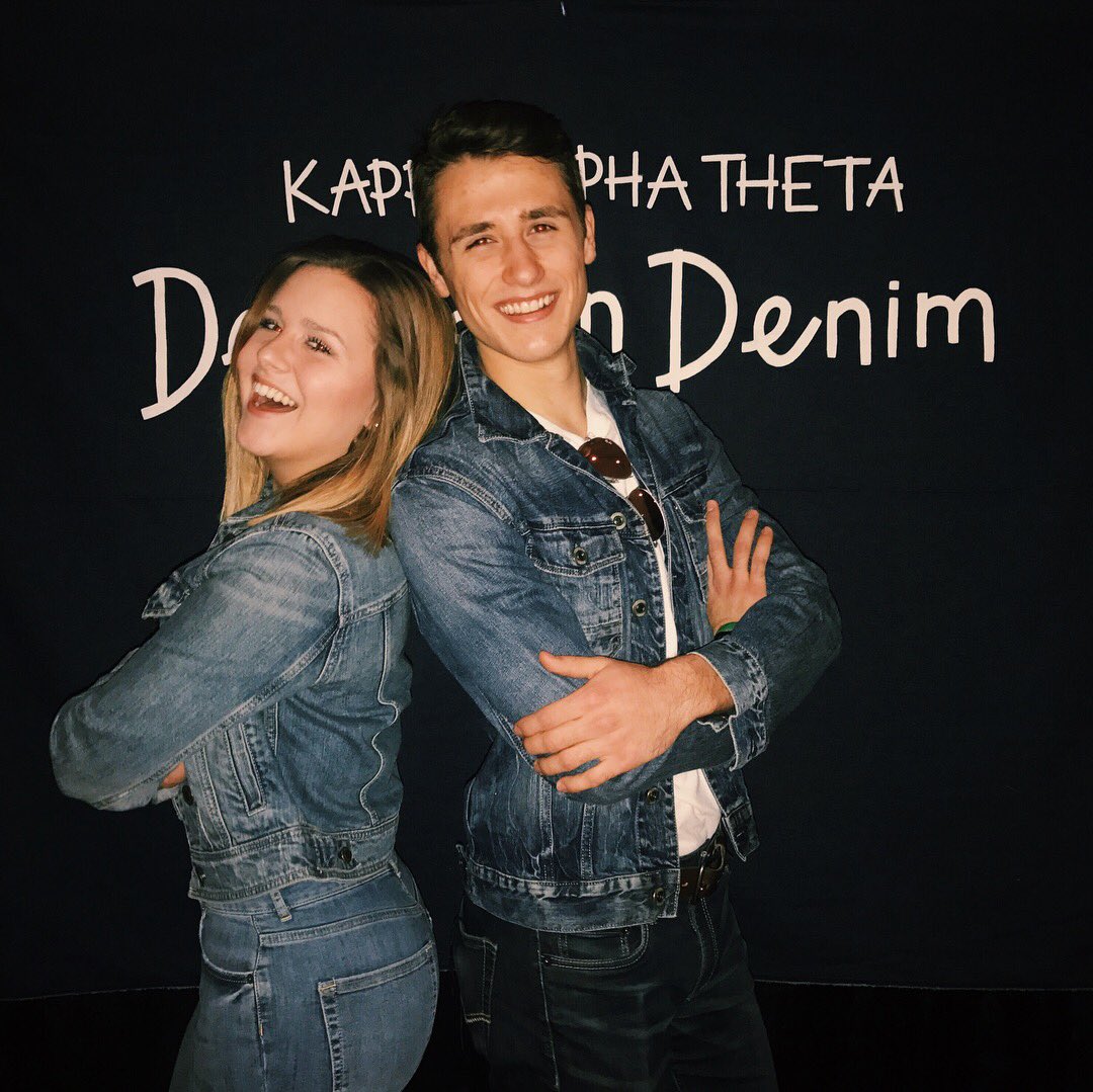 gracieschram's tweet photo. When your boyfriend lives in Sweden so you bring your fake brother to the date party! Thx @matt_seck for a great time! #fakesiblings #friendssincefirstgrade #deckedindenim👖👖👖 https://t.co/x42qsei3zC