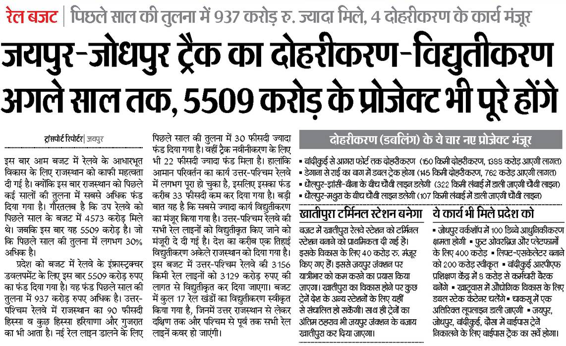 NWRailways's tweet photo. Rs. 5,509.70 Cr #Budget2018 allocations for railway projects over North Western Railway #NewRailway4NewIndia https://t.co/Q0D6hVpdoS
