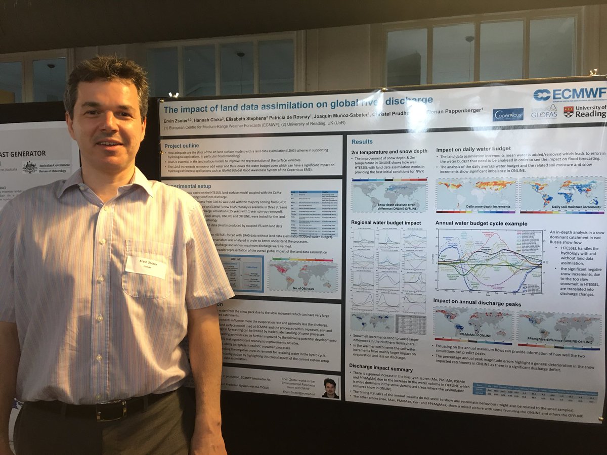 .@zservin32 presents his @ECMWF @UniRdg_water research on the impact of land data assimilation on global river discharge #hepex