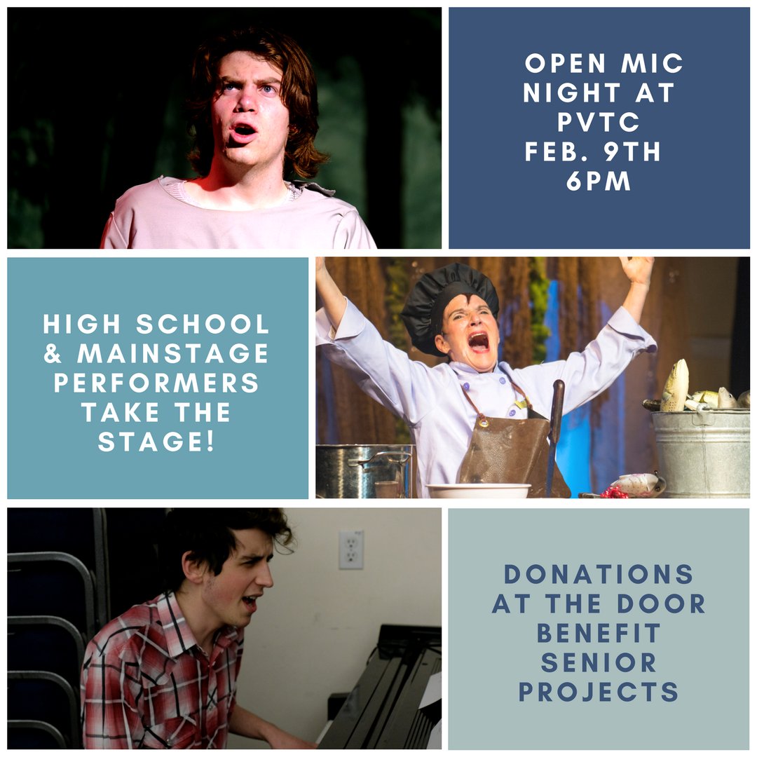 pvtc_ca's tweet image. Want to hear more about the senior projects our high schoolers will be working on this spring? Join us THIS Friday for our OPEN MIC NIGHT at 6pm (Feb. 9th)! #pvtcOpenMicNight #pvtchstroupe #seniorprojects #bakesalepvtc