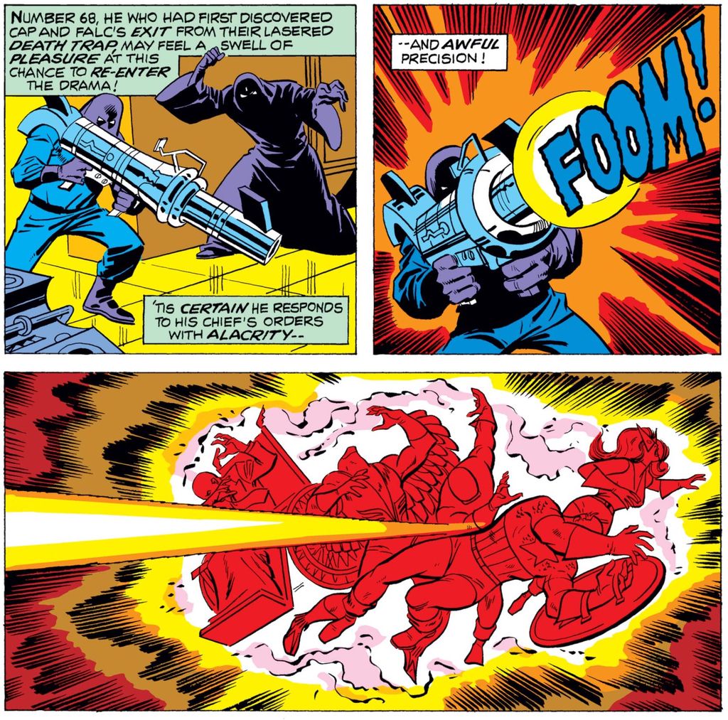 MarvelDailyArt's tweet photo. Number 68 hits everyone with the Atomic Annihilator, rendering them unconscious! I swear, this is how half of the issues in this storyline have ended! What will happen to them? Find out next issue! #marvel #captainamerica #falcon #secretempire #number68 https://t.co/sRrGAcZ3gH