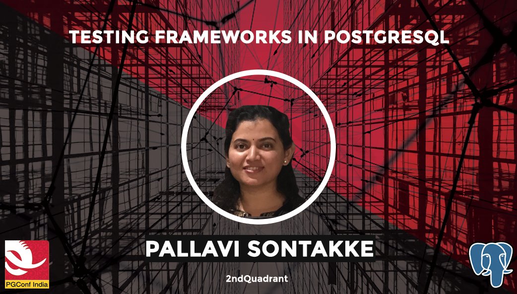 PGConfIndia's tweet photo. Meet Pallavi Sontakke from @2ndQuadrant. Pallavi is a Developer at @2ndQuadrant. She will talk about "Testing Frameworks in @PostgreSQL" at #PGConfIndia - The @Postgresql Conference. Go to https://t.co/jFIobfncZF to see the complete schedule! #PostgreSQL https://t.co/eNABT1rfL4