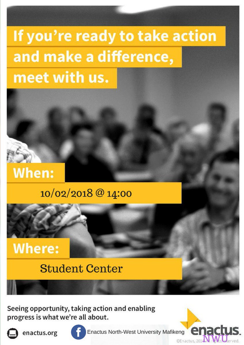 If you are around Mafikeng, see you there.
Sat at North West University Mafikeng, Student Multipurpose Center.
#EnactusNWUMaf