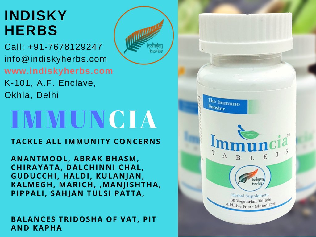 IndiskyHerbs's tweet photo. @IndiskyHerbs Immuncia Herbal Vegetarian Medicines Balances TRIDOSHA of Vat, Pit and Kapha Anantmool, Abhrak Bhasma and Chirayata- used in the treatment of digestive impairment, Malabsorption syndrome, Disease due to Kapha Dosha, Asthma, bronchitis, #immuncia #health #Ayurvedic https://t.co/Xz6f34RKVk